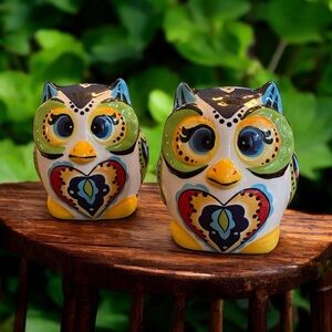 Espana Lifestyle Bocca oversized owl salt and pepper shakers. EUC